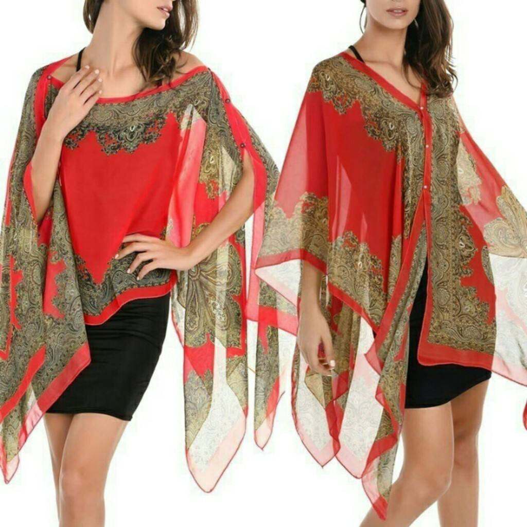 khăn choàng đi biển - áo choàng có cúc tạo kiểu dễ dàng