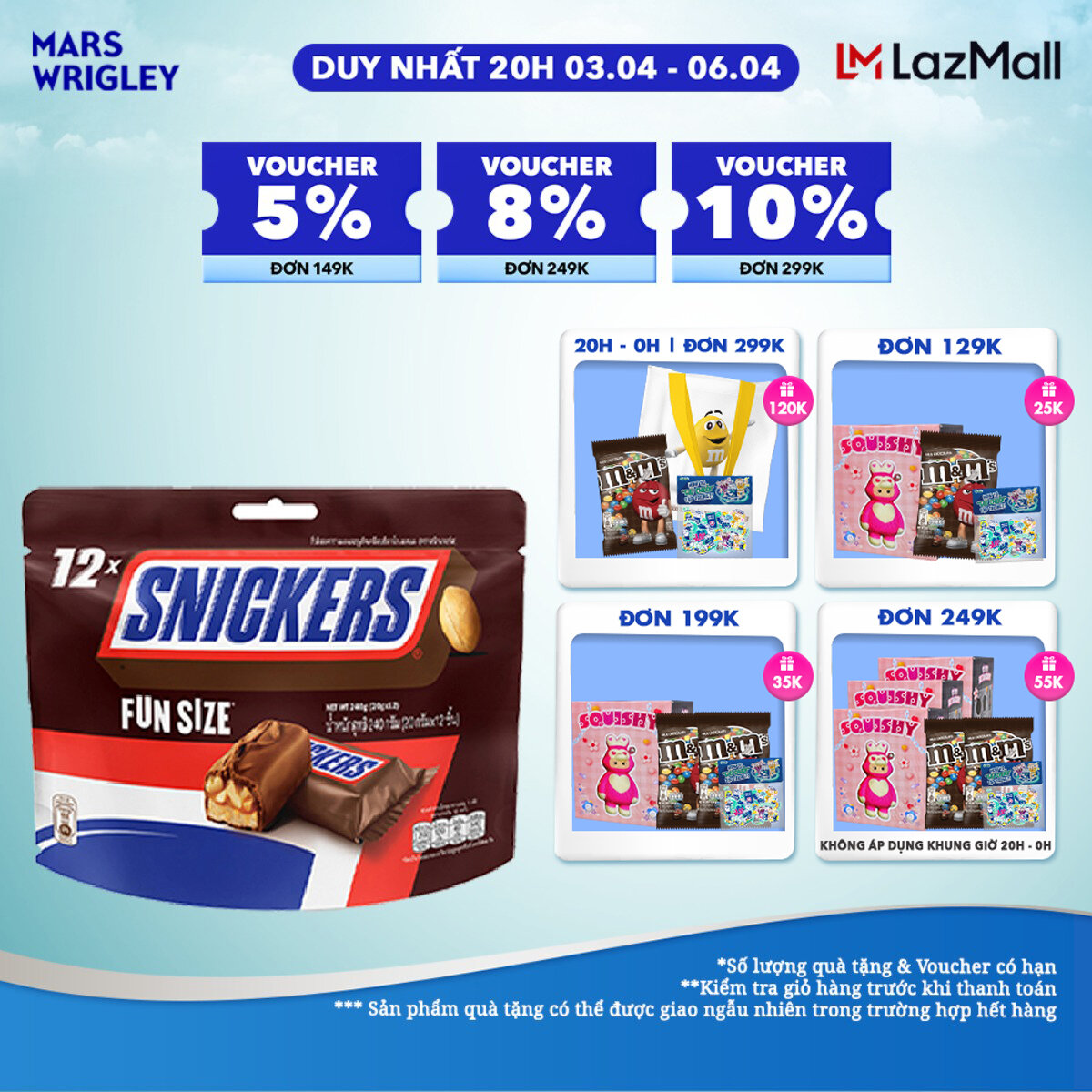 Kẹo Sô Cô La Snickers Funsize 240g