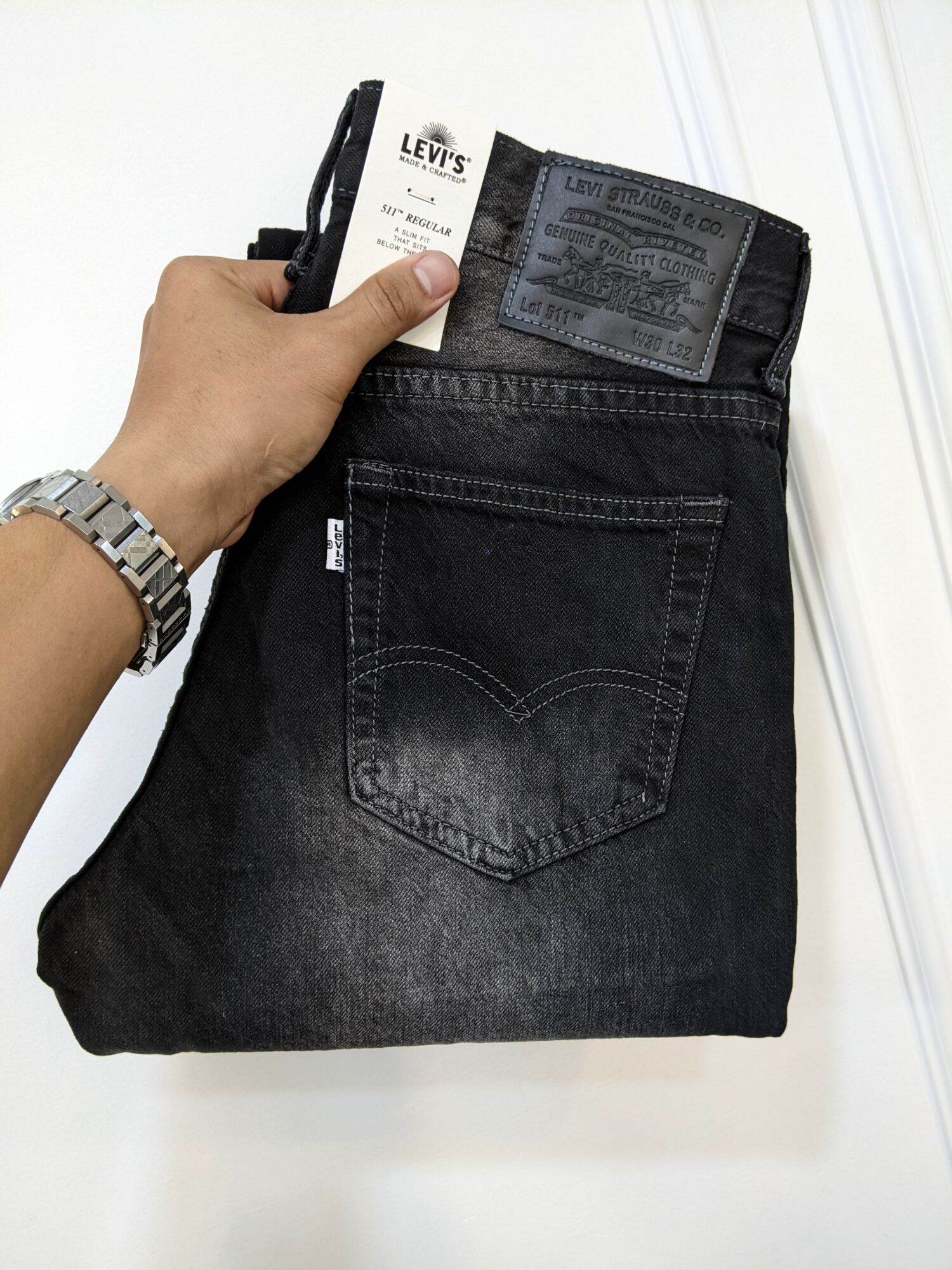 Quần jeans levis form suông đứng màu khói