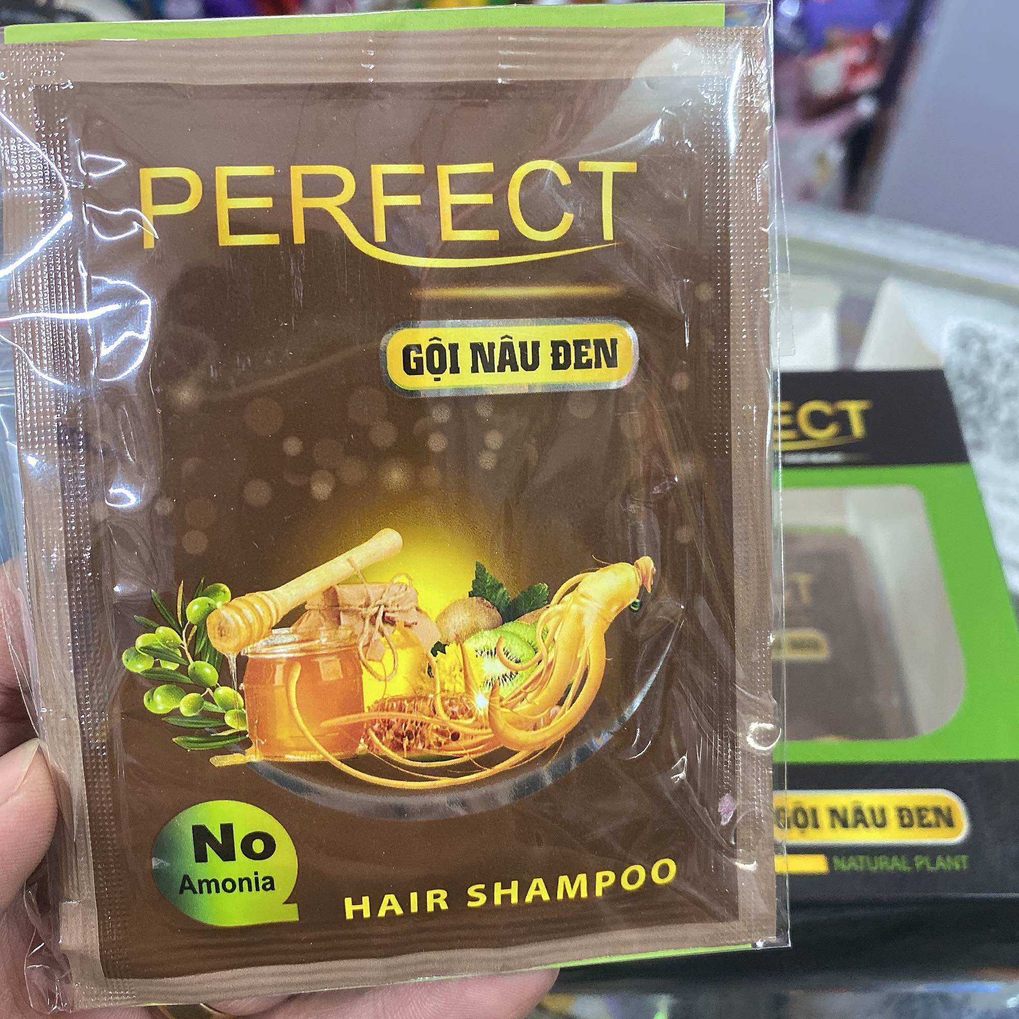 Gói dầu gội phủ bạc nâu đen PERFECT