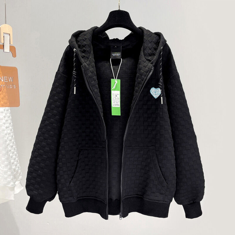 Cực Lớn Nữ Huafu Dây Nhảy Mùa Xuân, Mùa Thu Thiết Kế Mỏng Áo Len Dây Kéo Mở Cardigan Phong Cách Dáng Rộng Tay Dài