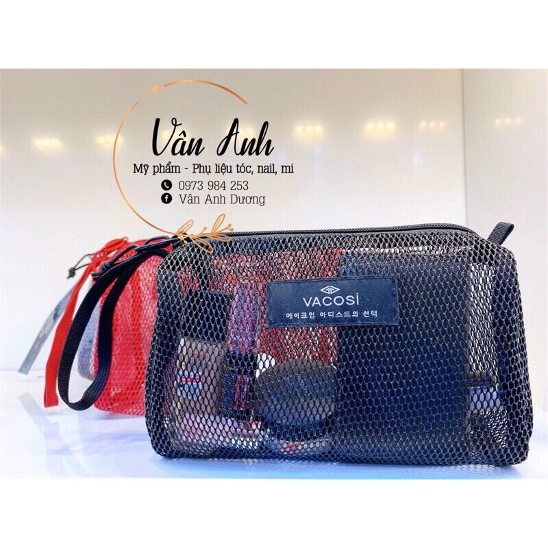 [HCM]Túi Lưới Đựng Mỹ Phẩm và Dụng Cụ Trang Điểm (Chất Dày Dặn) VACOSI - Dài 20cm x Ngang10cm x  Cao 15cm