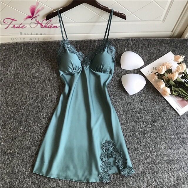 [HCM]Váy ngủ lụa satin V01 - Hàng Quảng Châu cao cấp