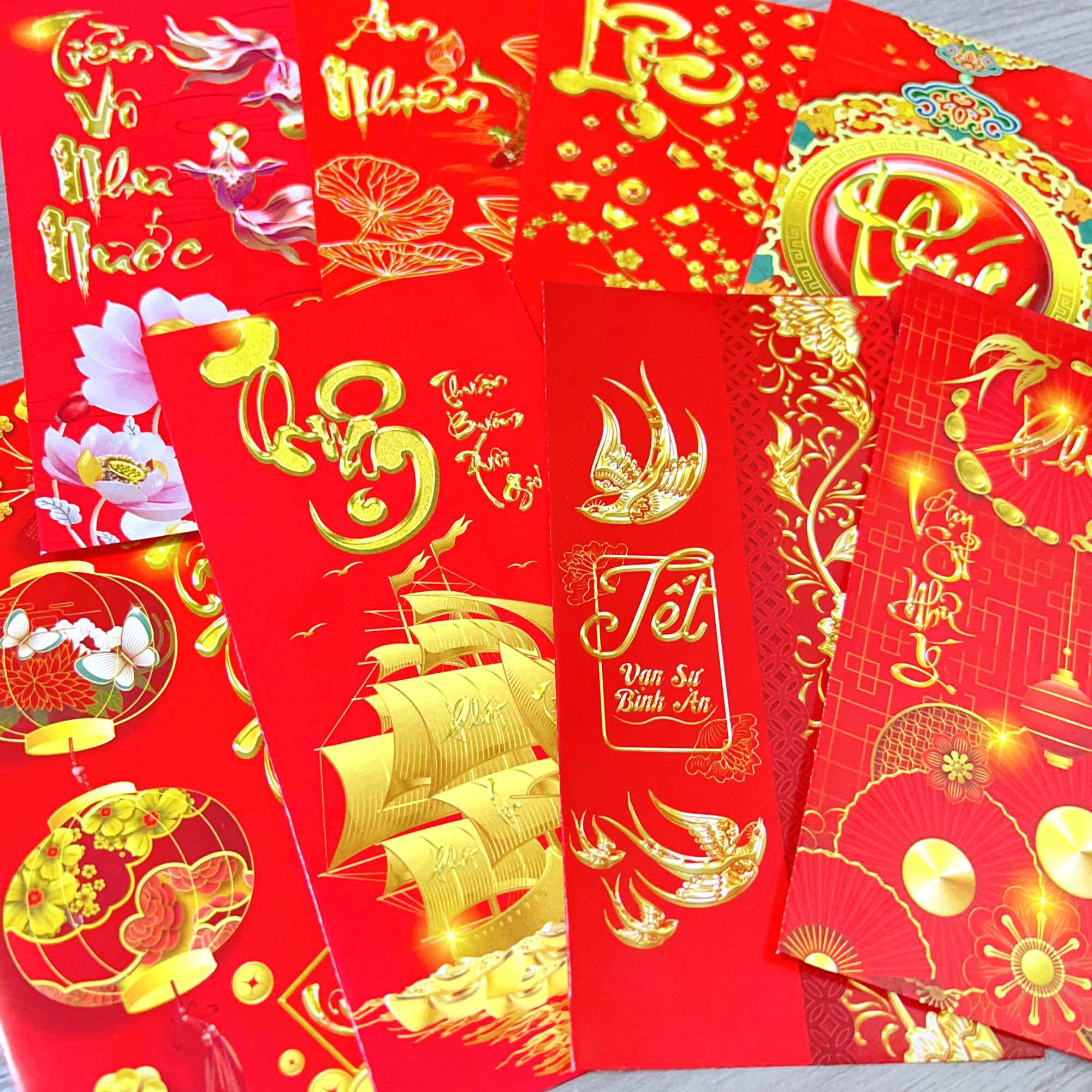 10 Xấp ( 100 cái ) Bao Lì Xì ĐỎ Tết 2025 , Bao Lì Xì Đỏ Giấy C150