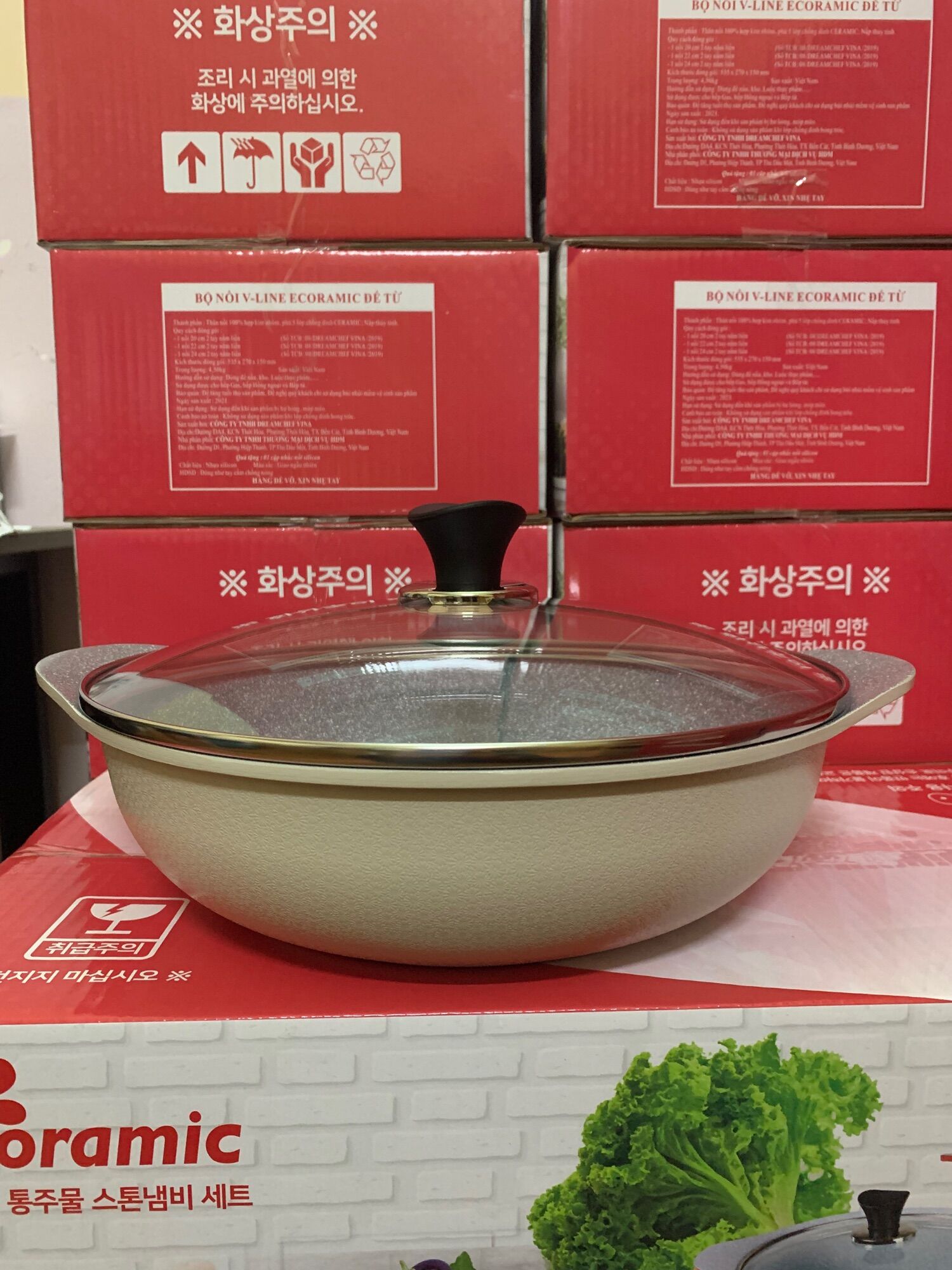 CHẢO LẨU SÂU 28cm ĐÁY TỪ ECORAMIC