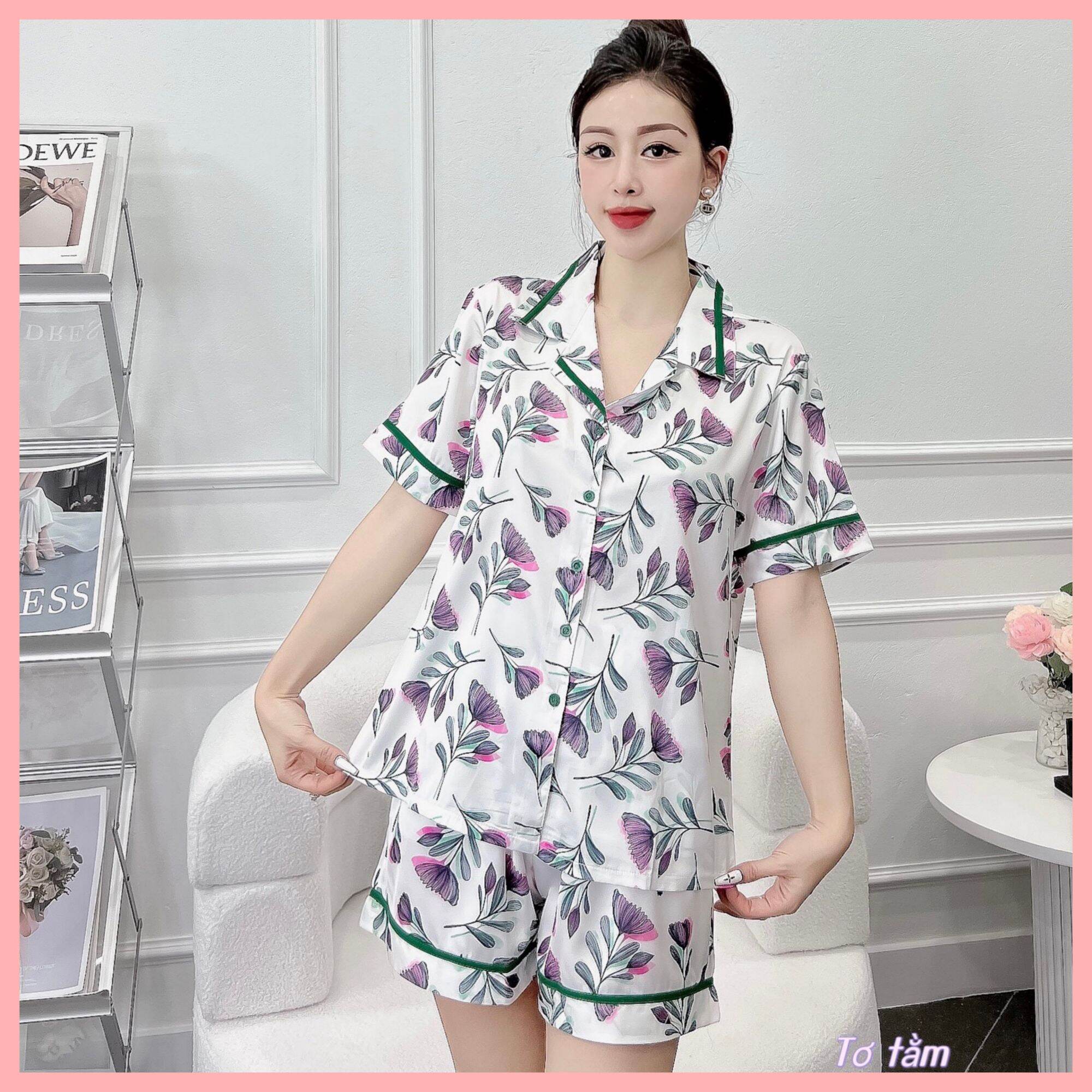 Đồ Bộ Pijama Nữ Lụa Tơ Tằm Cao Cấp Quần Đùi🌸Hàng Có Đủ Size
