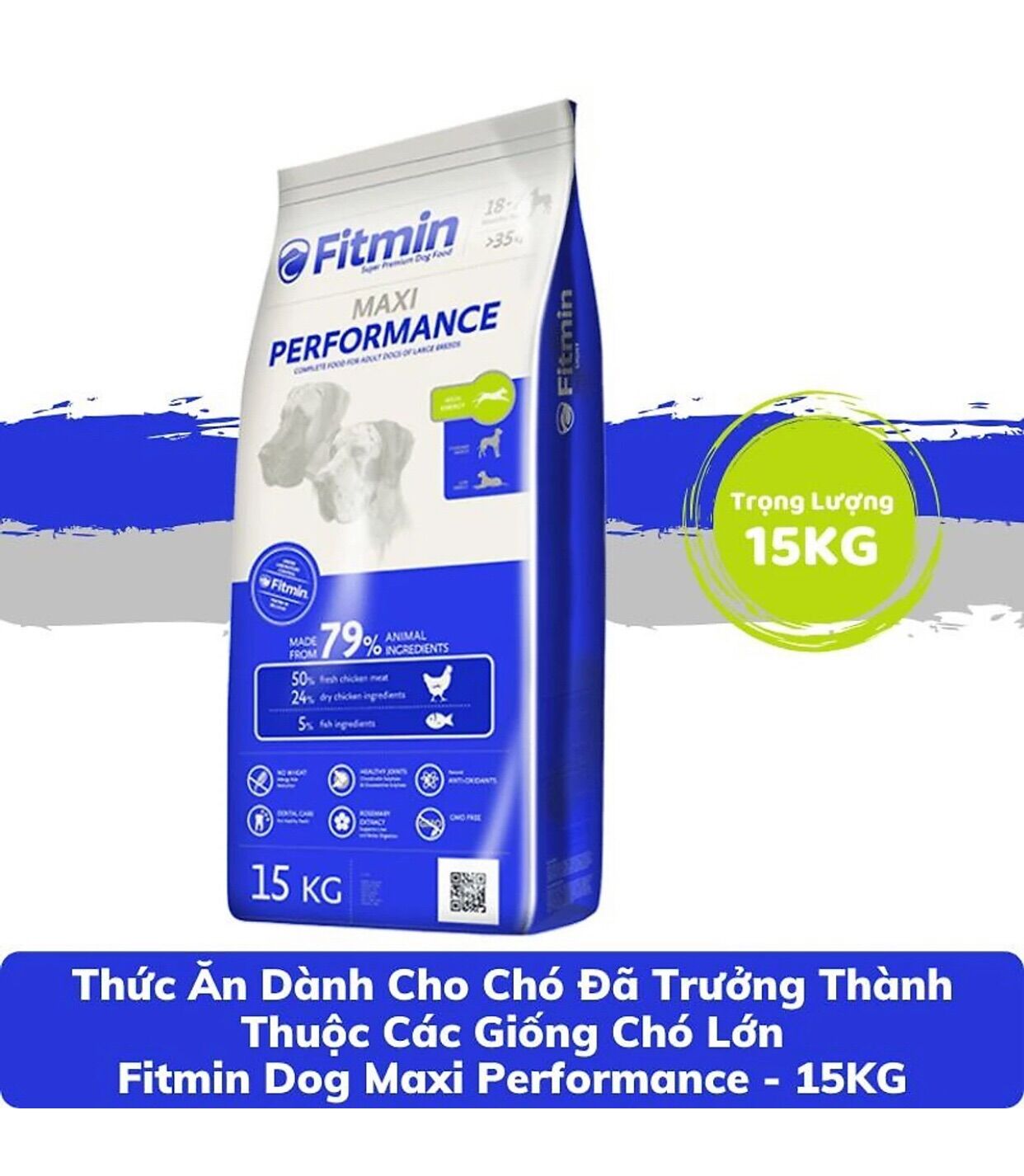 Thức ăn hạt cho chó trưởng thành giống chó lớn Fitmin Maxi Performance