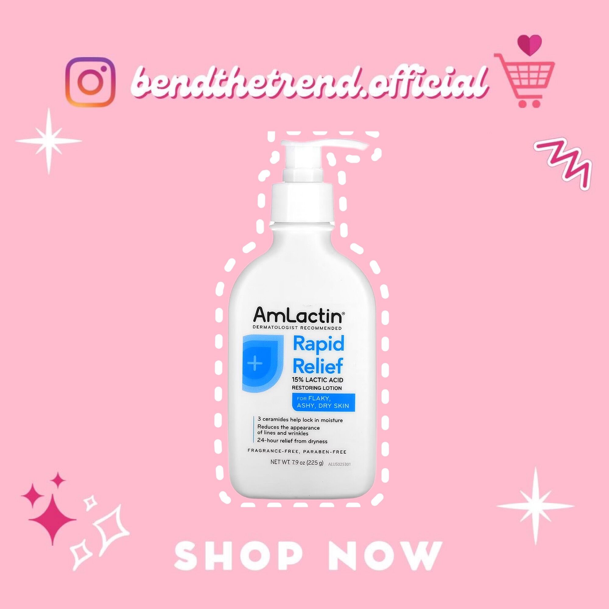 Sữa dưỡng thể amlactin rapid relief chai 225gr