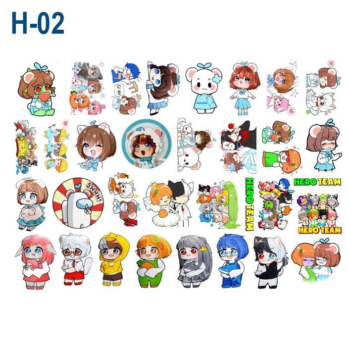 Sticker hero team 30-60 hình ép lụa khác nhau / hình dán simmy