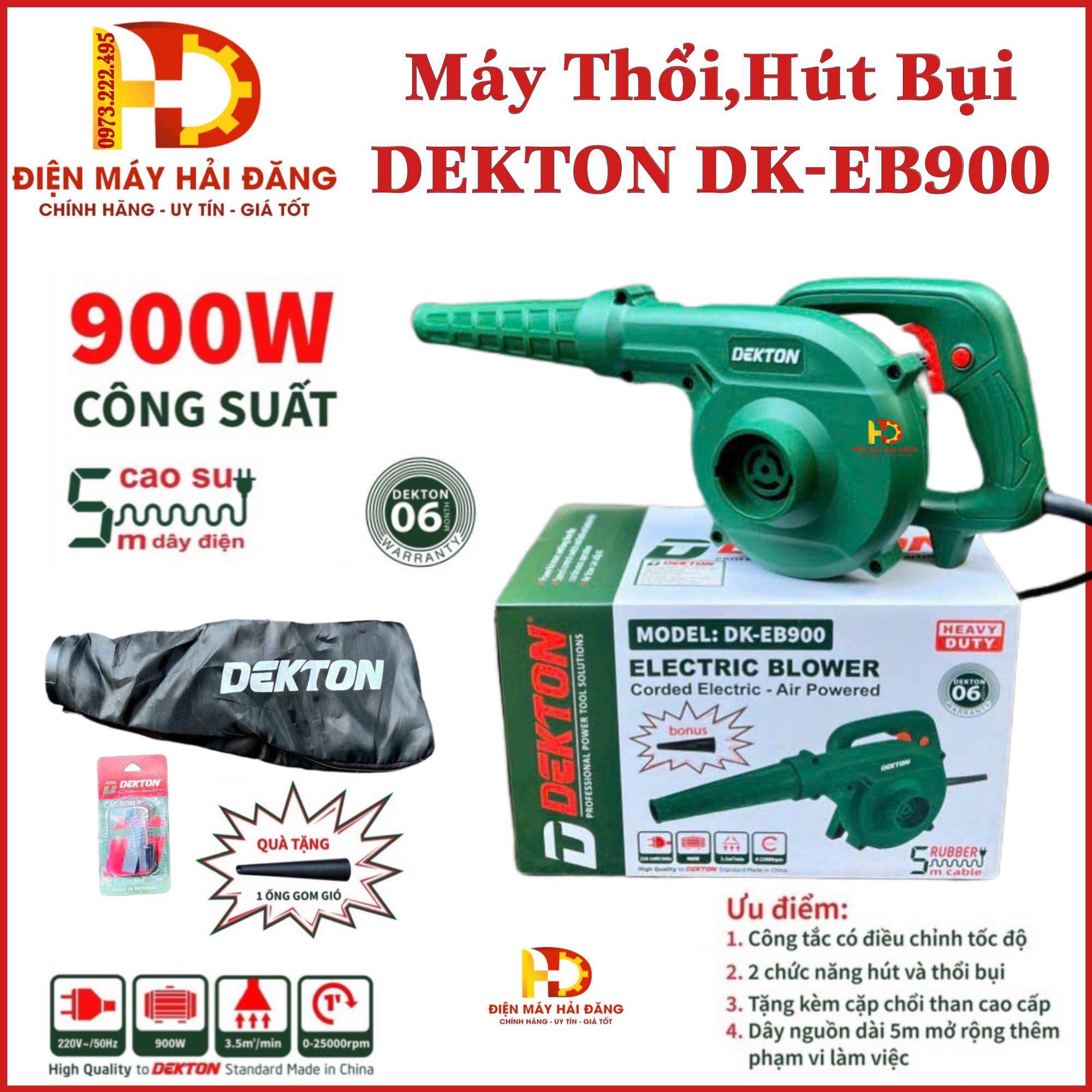 Máy thổi bụi và hút bụi dekton dk-eb900 mẫu mới 2023 900w.bh 6tháng
