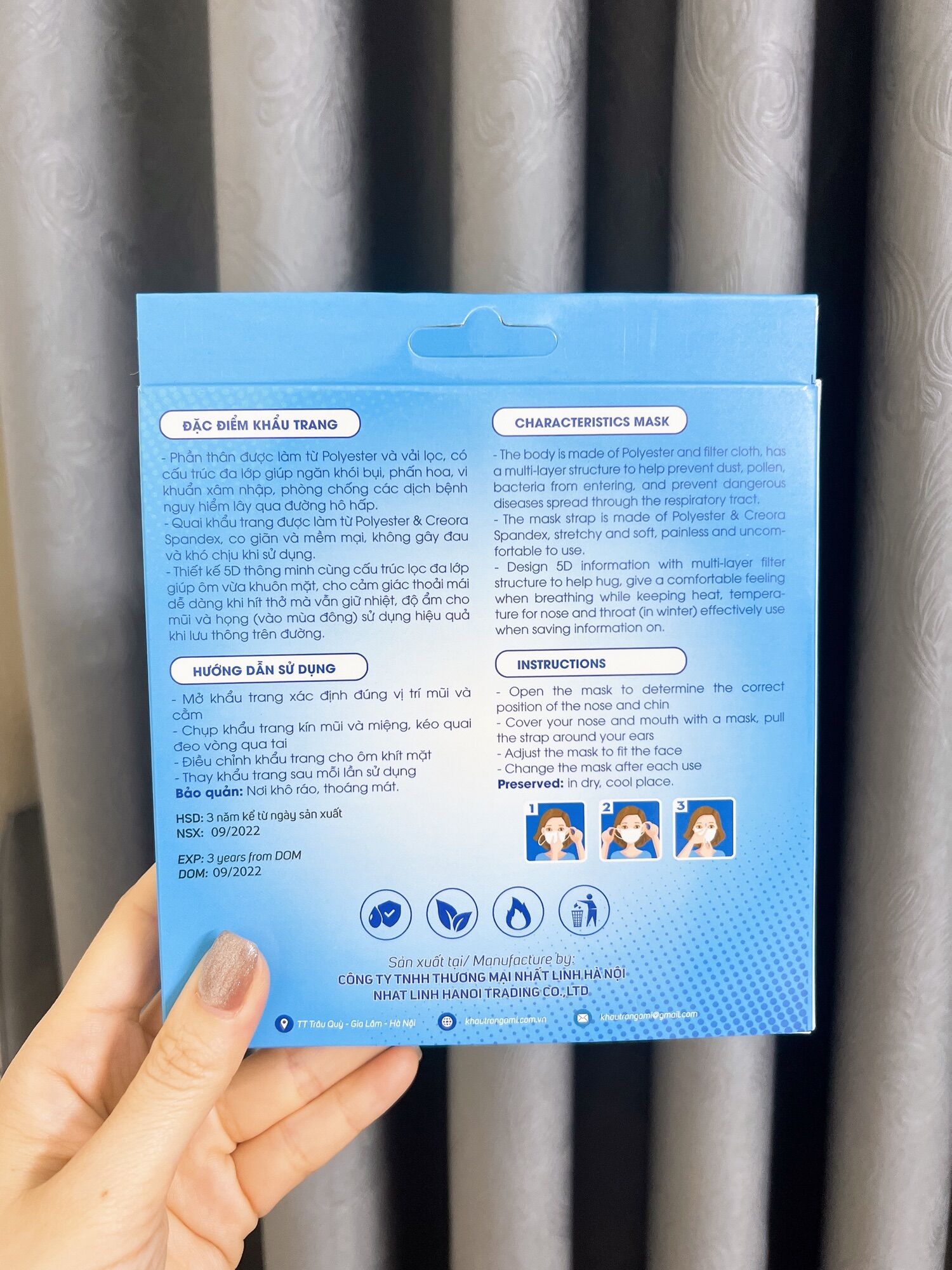 Lẻ 1 hộp (gồm 10 cái) khẩu trang 5D Ami