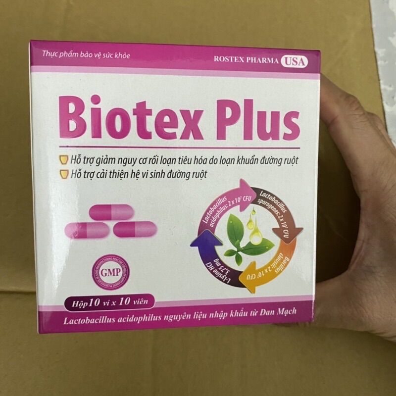 Men vi sinh dạng viên Men tiêu hóa BIOTEX PLUS giảm rối loạn tiêu hóa cân bằng hệ vi sinh đường ruột - Hộp 100 viên