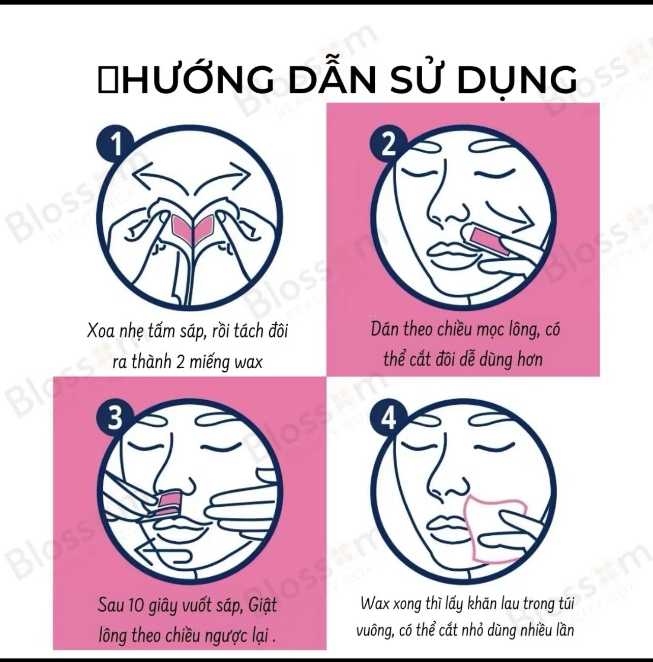 Miếng dán wax tẩy lông mặt ria mép lông mày Balea