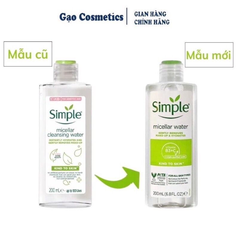 Nước tẩy trang simple dành cho da nhạy cảm 200ml