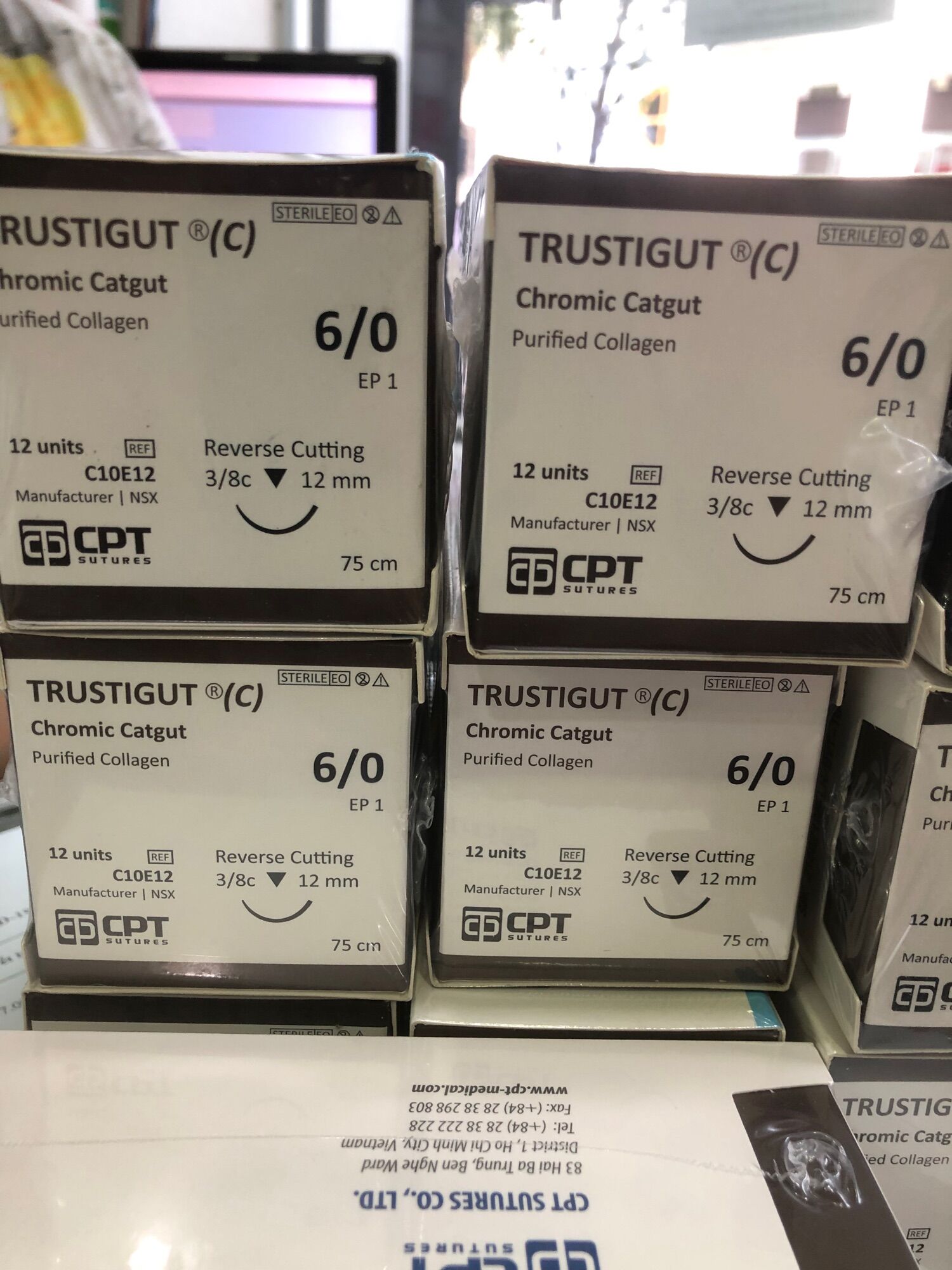 ❤ chỉ phẫu thuật cpt trustigut chromic catgut 6/0, chỉ khâu phẫu thuật tự tiêu tự tan trustigut c chromic catgut cpt số 6/0, chỉ phẫu thuật thẩm mĩ tự tiêu cpt trustigut chromic catgut 6-0