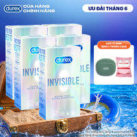 Bộ 5 hộp bao cao su Durex Invisible siêu mỏng, size 52mm, hộp 10 bao