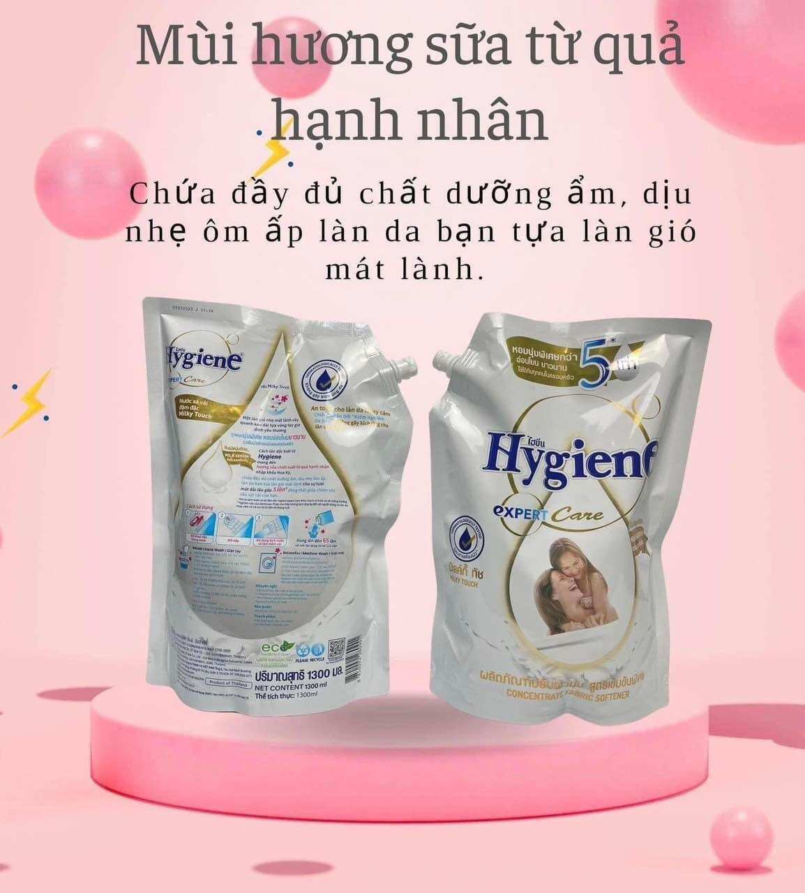 Combo thùng 8 túi nước xả vải hygiene 1300ml