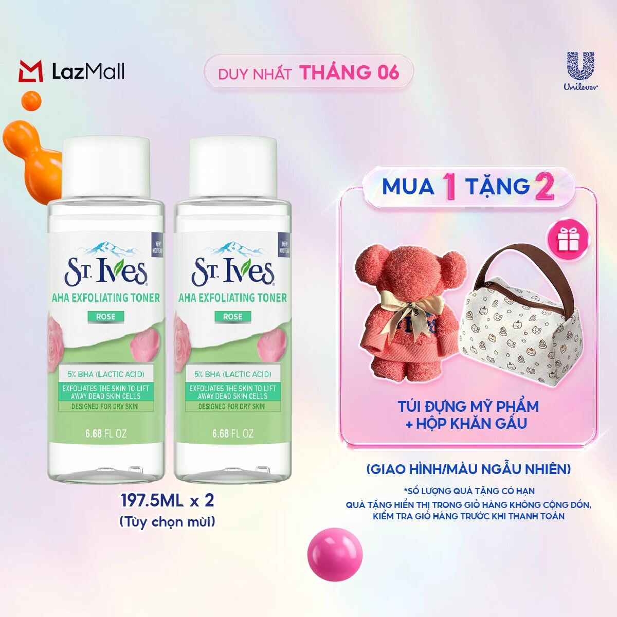 Combo 2 St.ives Toner tẩy da chết 197.5ml (Tùy chọn)