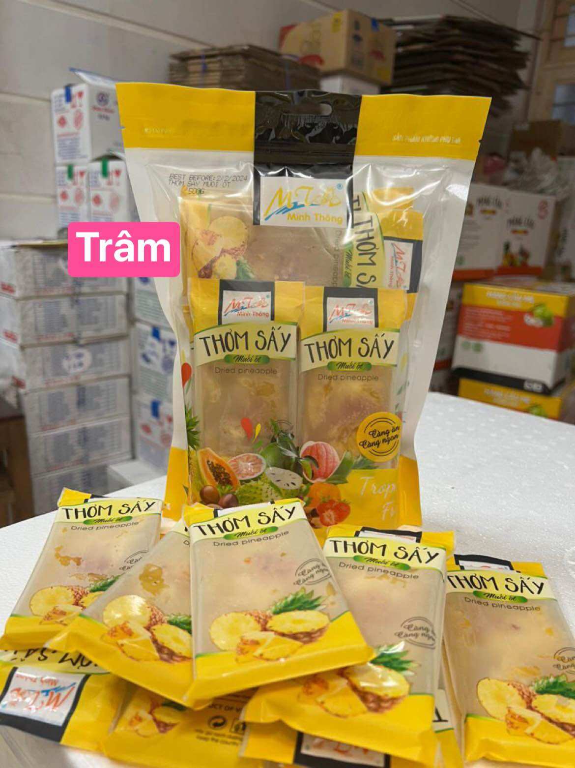 Thơm sấy muối ớt minh thông 500 gam / dứa sấy muối ớt