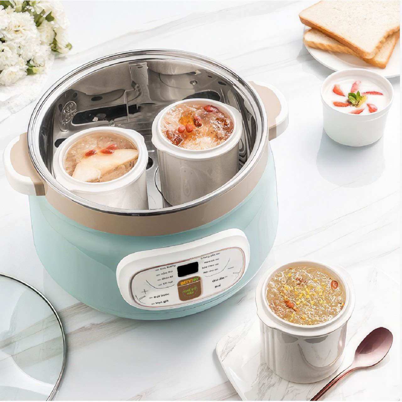 Nồi nấu chậm cách thủy & có hấp 2.2L bennix BN-22WCG