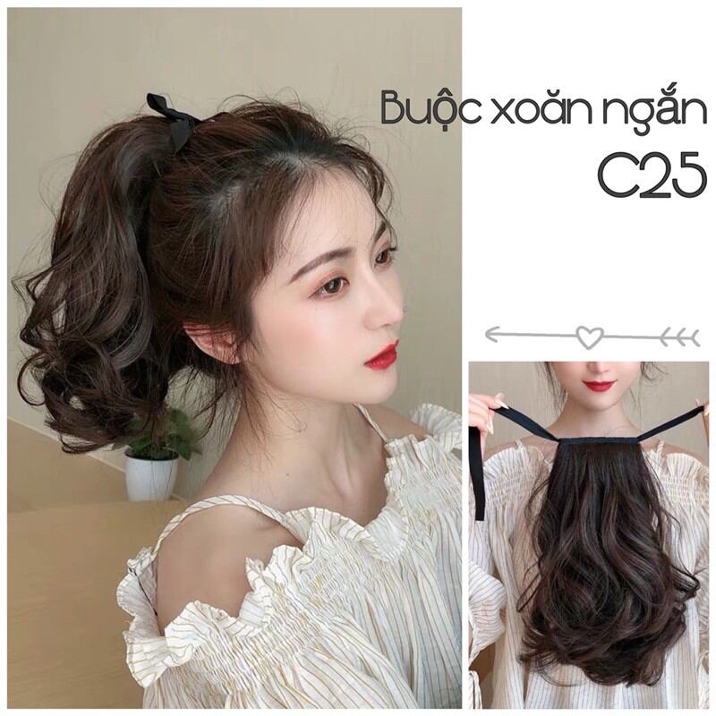 Tóc Giả Nữ Đẹp - Tóc Giả Cột Xoăn Lọn Ngắn C25