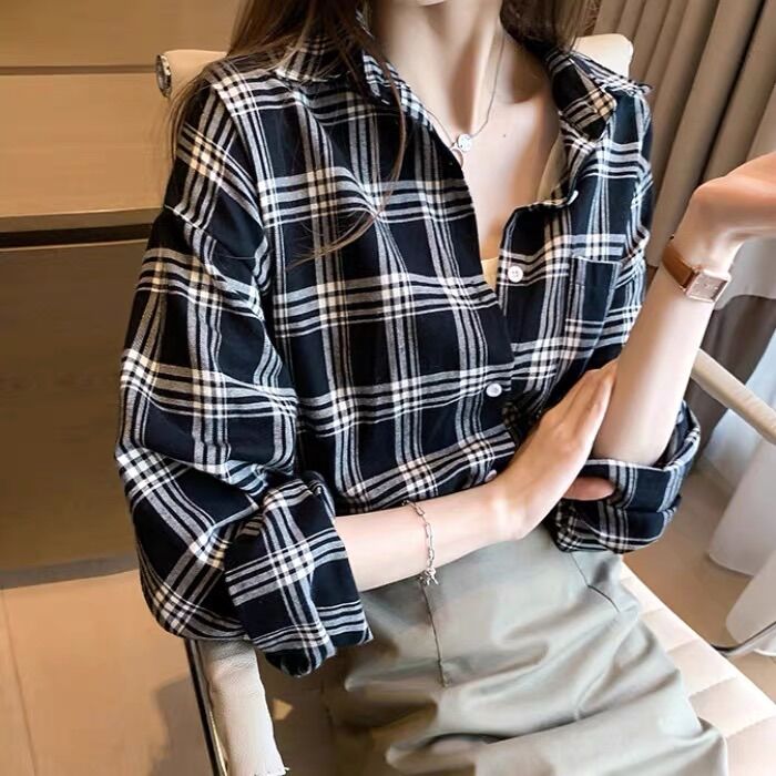 MS138 ÁO SƠ MI NỮ FROM RỘNG CARO
