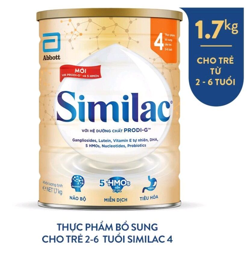 Sữa Bột Similac 4 - 1.7kg, 2-6 Tuổi / Mẫu Mới 5G [Date 2025]