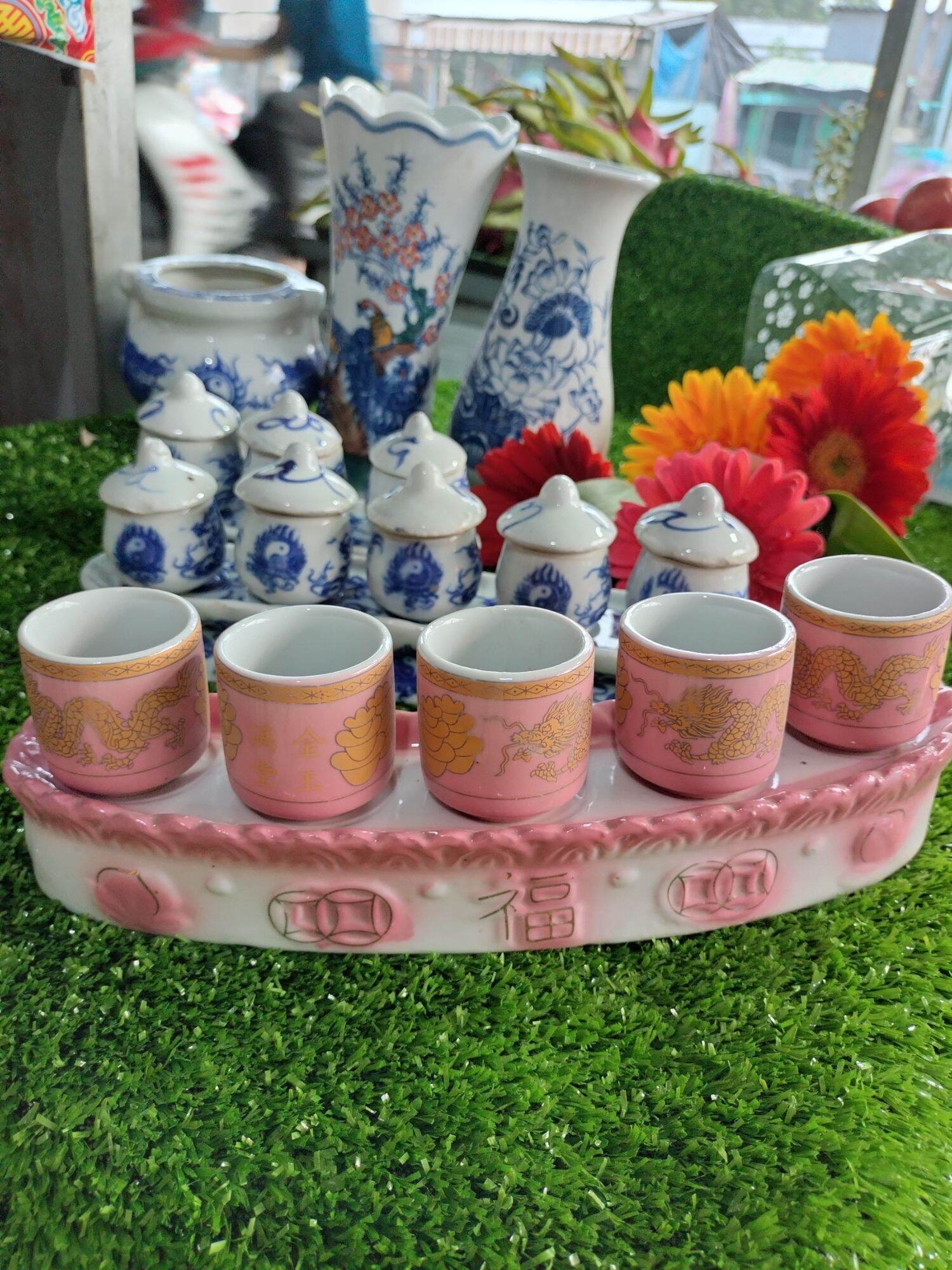 Bộ 3 ly,5 ly thờ cúng hồng đào