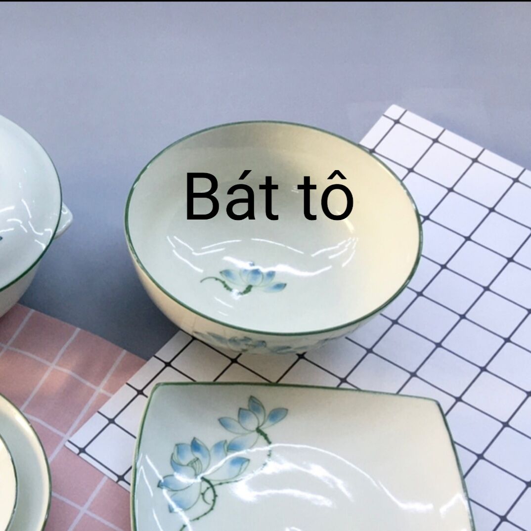 Bán lẻ bát đĩa vẽ hoa sen.Hàng sứ Bát Tràng.