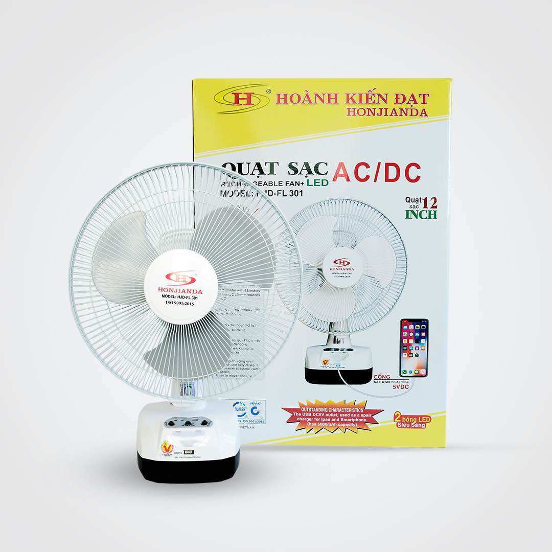 Quạt tích điện Honjianda HJD 301 ( loại 2 bình )