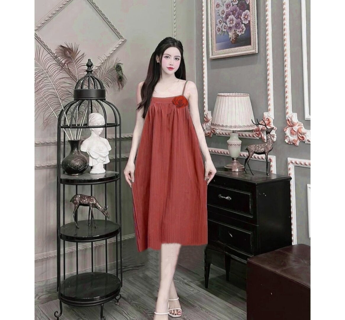 Đầm Ngủ 2 Dây  Cho Nữ Chất Lụa Hàn Châu Mát Mẻ  - M70