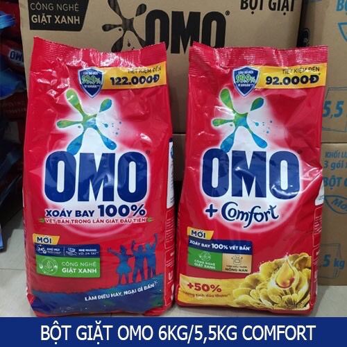 Bột giặt tay OMO 6kg và hương comfor 5,5kg  hàng mới giá mới