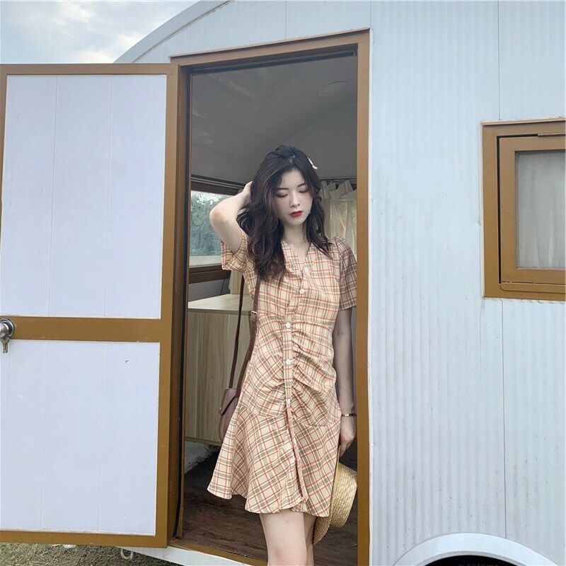 Đầm dạo phố caro xinh xắn BG