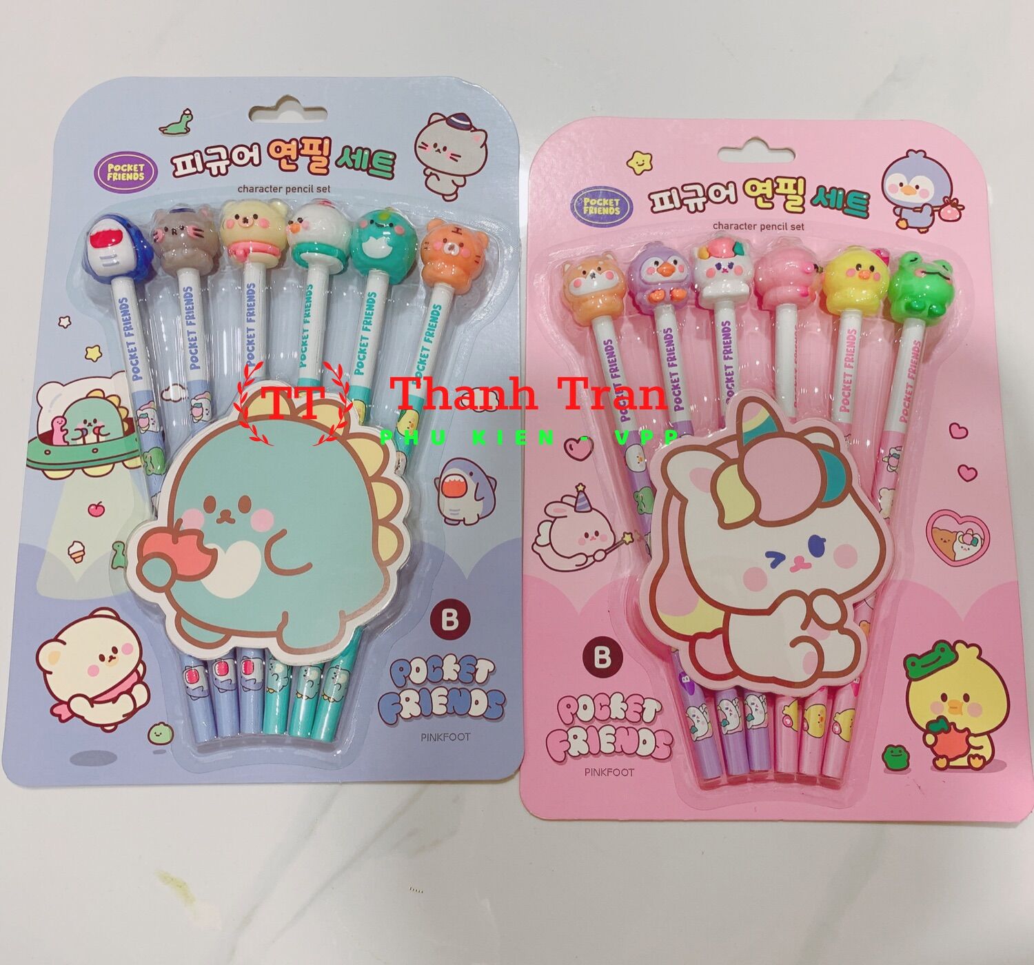 Bút chì gỗ đầu hình thú ngộ nghĩnh (set 6 cây như ảnh)