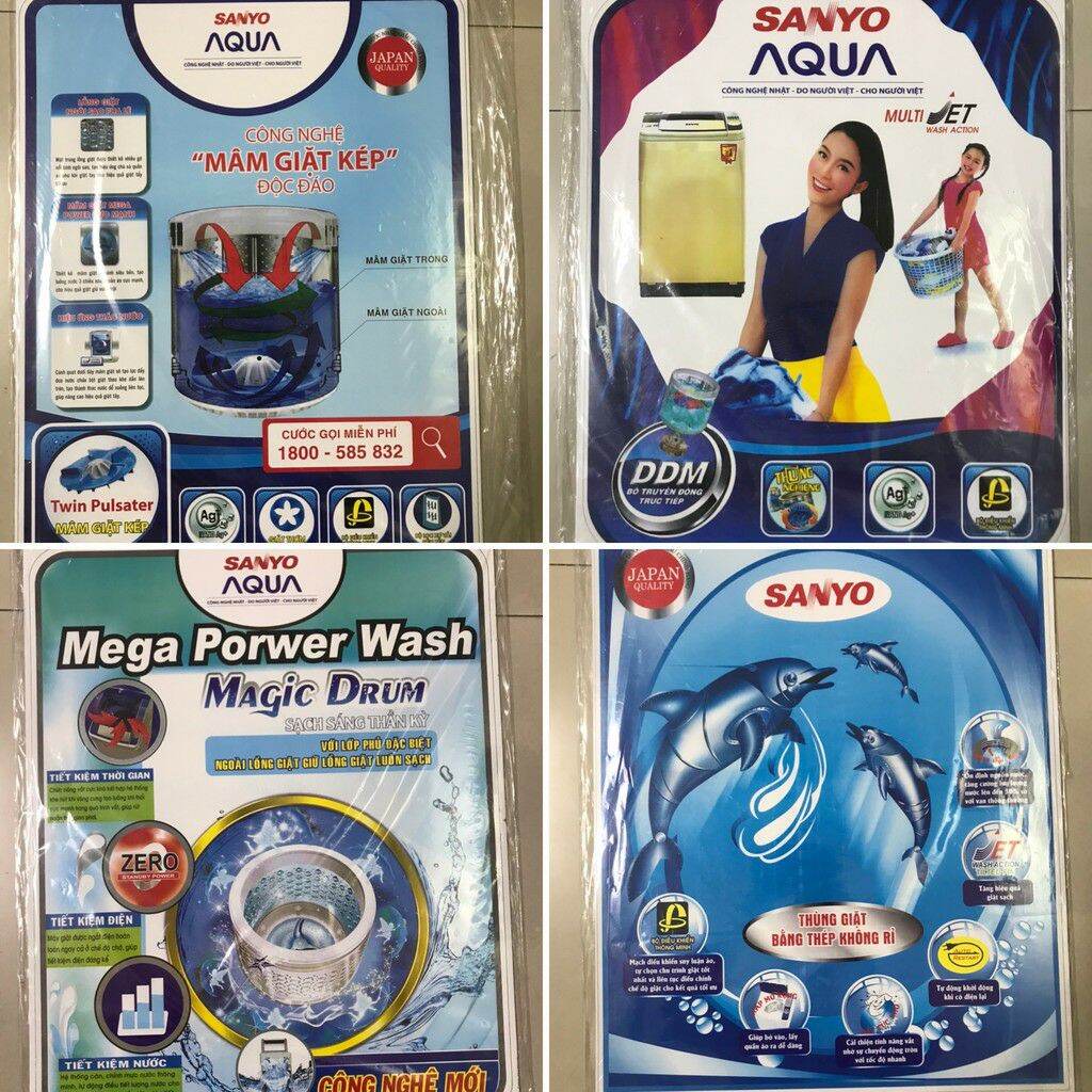 combo 20 tem dán máy giặt Sanyo
