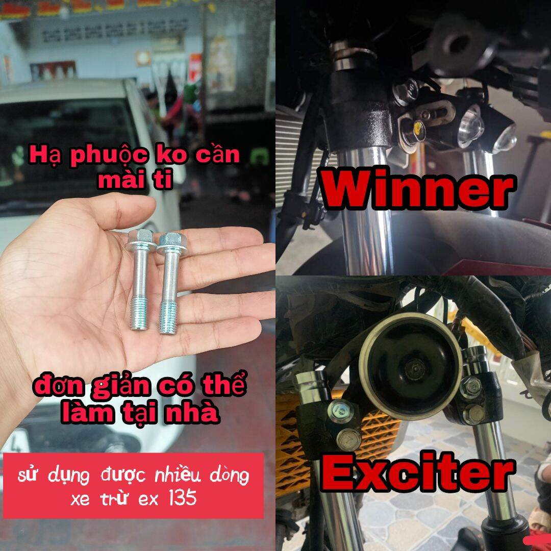 (Giá 1 cặp) ốc hạ phuộc trước không cần mài ti cho Winner, Exciter, Wave, Dream