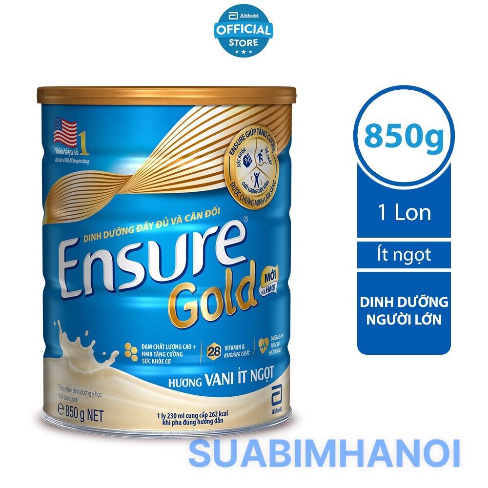 Sữa bột Ensure Gold Abbott ít ngọt 850g