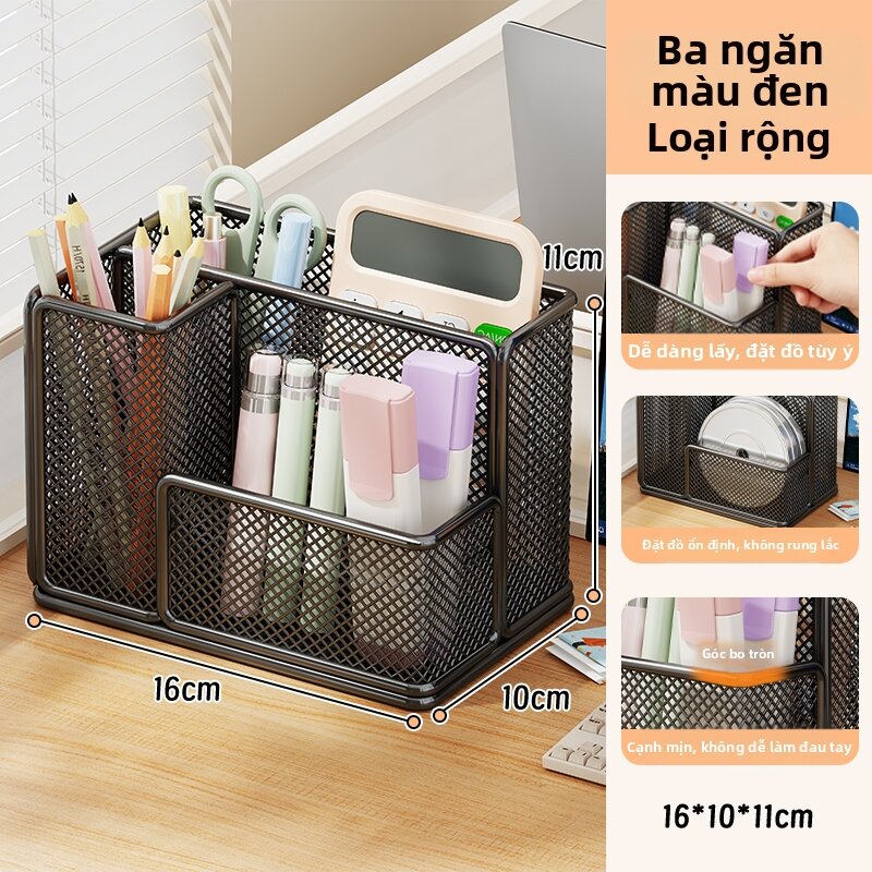 evesigar | Hộp Đựng Bút Để Bàn Đa Năng Với Khay Tổ Ong Kim Loại Dung Lượng Lớn