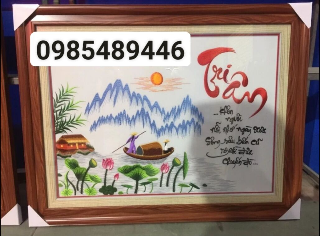tranh thêu thư pháp tri ân thầy cô tranh thêu sẵn chưa khung kích thước lòng tranh 50 x 70 cm