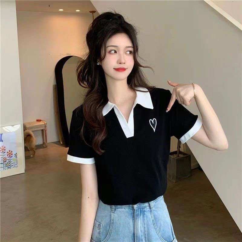 Áo croptop petter mix viền cổ, áo chất thun gân len sl0955