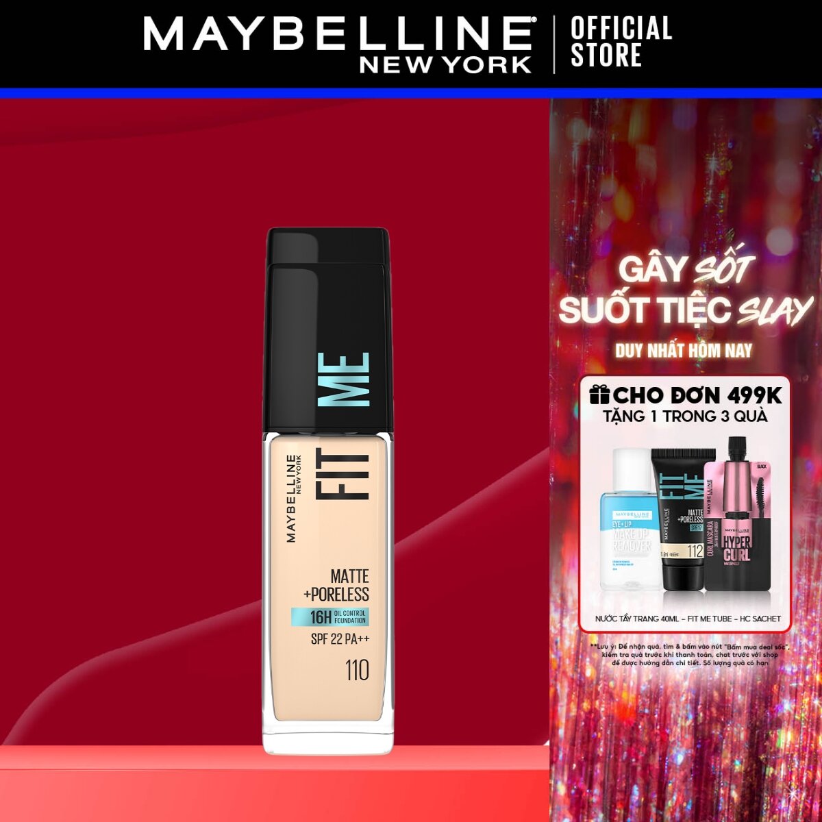 Kem Nền Mịn Nhẹ Kiềm Dầu Chống Nắng Fit Me Maybelline New York Matte Poreless Foundation SPF 22 30ml