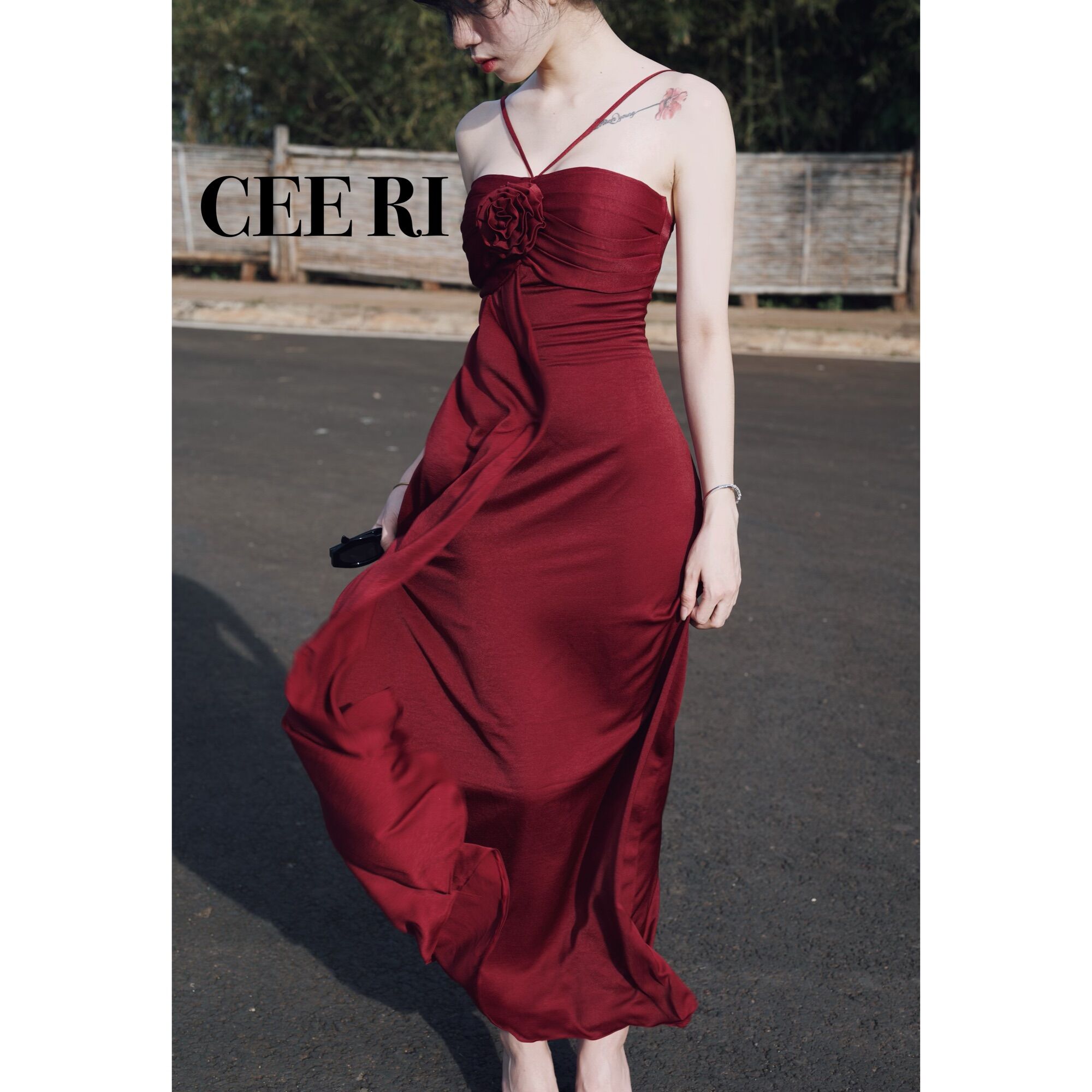 ẢNH THẬT CEERI- Váy lụa đính hoa đi chơi, dự tiệc