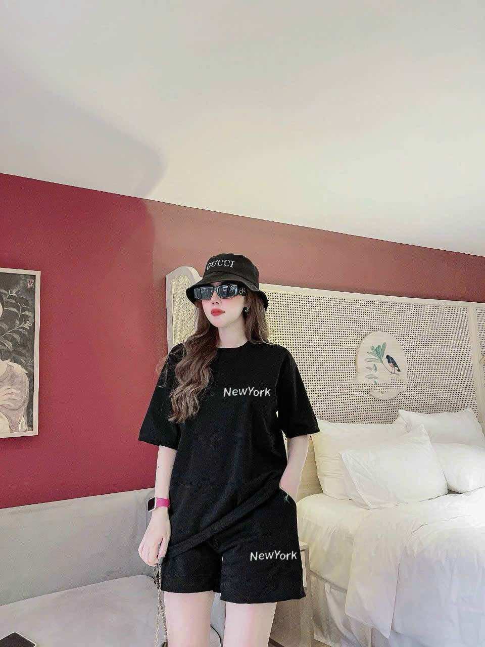 SÉT SHORT COTTON THÊU LO GO CAO CẤP