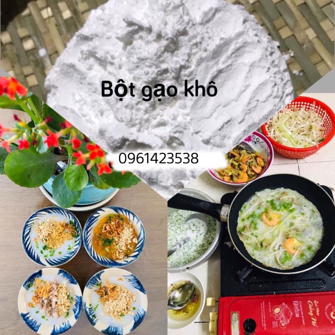 1Kg Bột Gạo Khô Bình Định  (đổ bánh xèo,bánh bèo)
