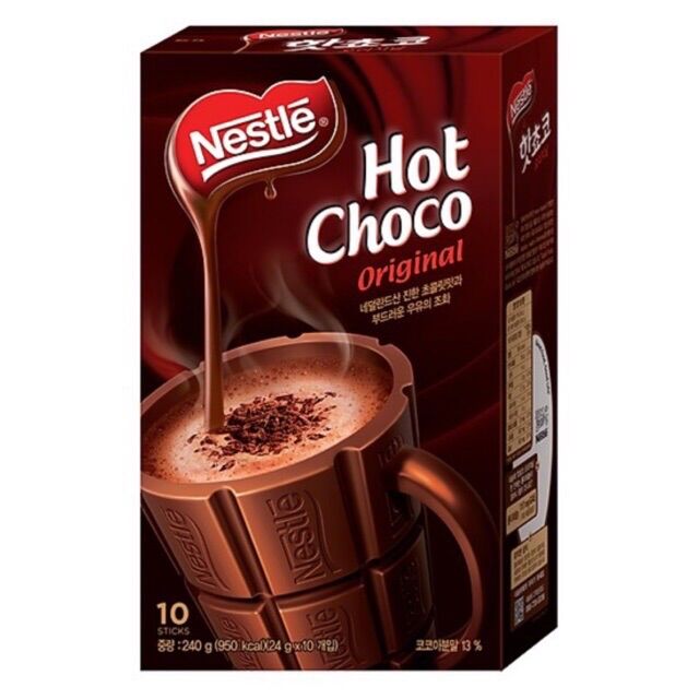 BỘT CACAO NESTLE HOT CHOCO (hộp 10 gói x24g) - nhập khẩu Hàn Quốc