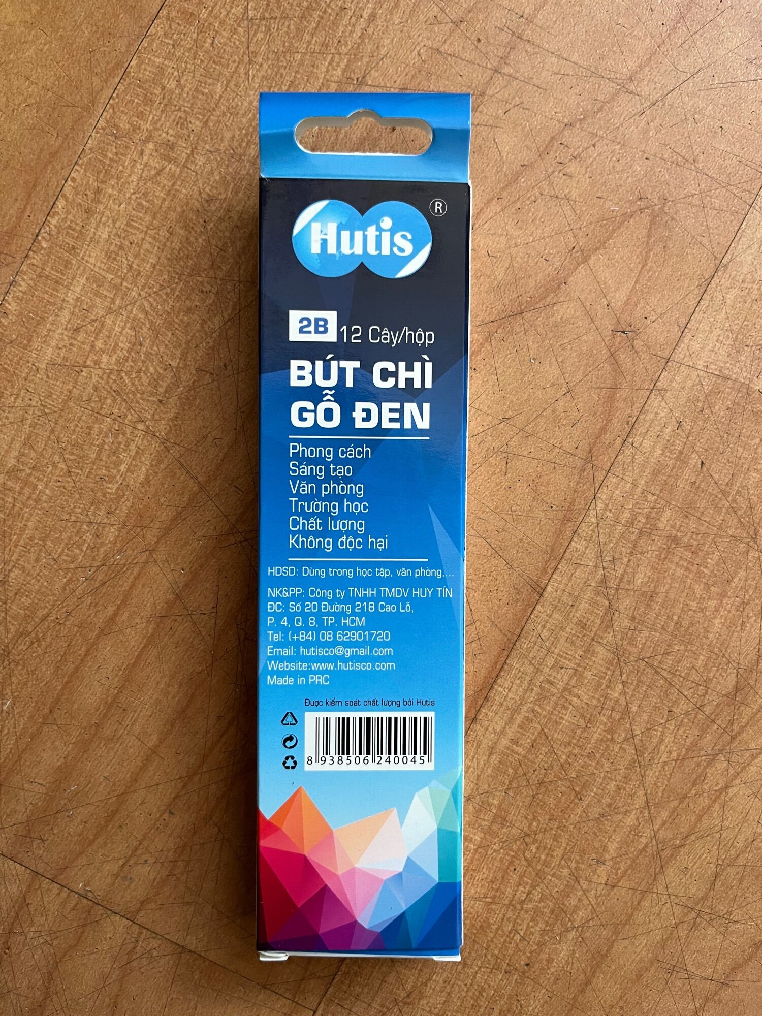 [HCM]Bút Chì Gỗ Đen 2B Hutis (1hộp 12 cây)