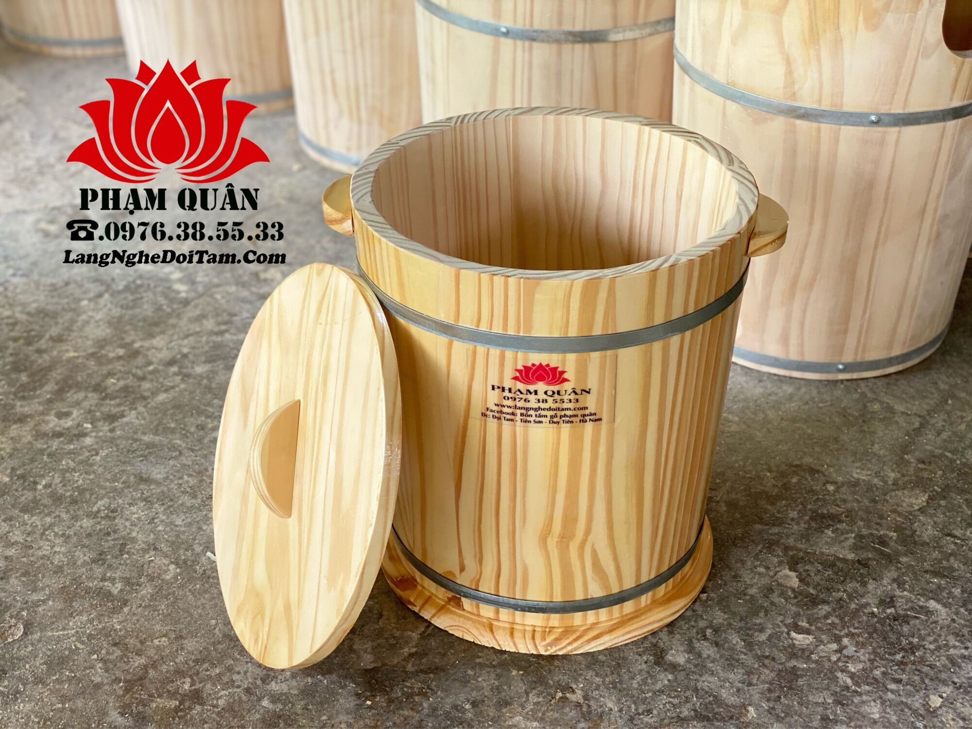 Thùng gỗ đựng gạo phong thuỷ 20kg