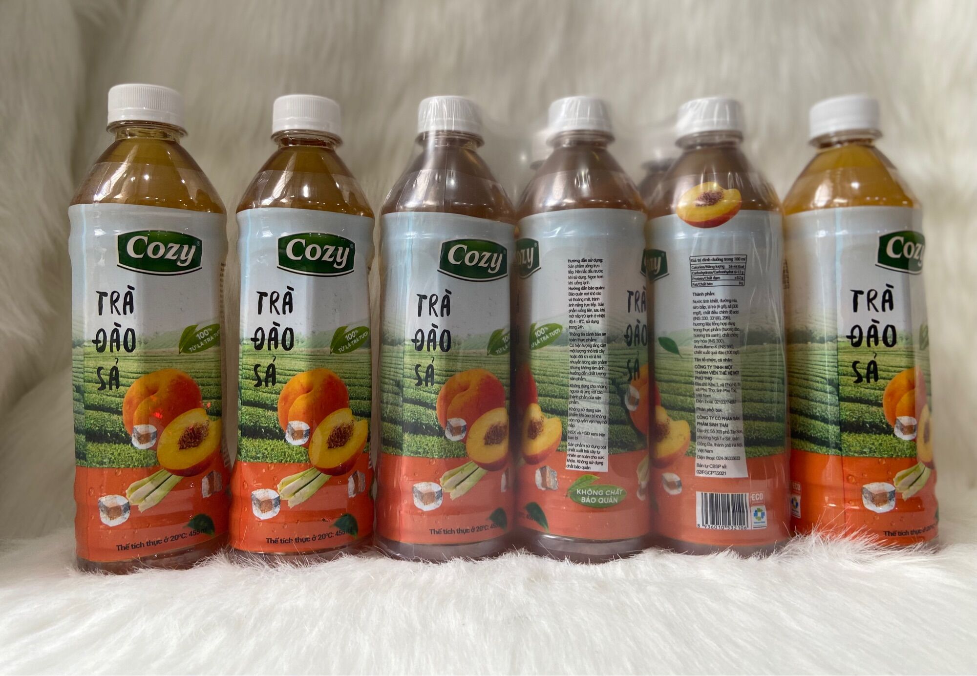 1 Thùng COZY Trà Đào Sả  /24 Chai *455ml