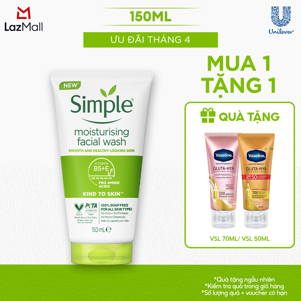 Sữa rửa mặt Simple sạch sâu hiệu quả - cho da thường 150ml [CHÍNH HÃNG ĐỘC QUYỀN] [DIỆN MẠO MỚI]