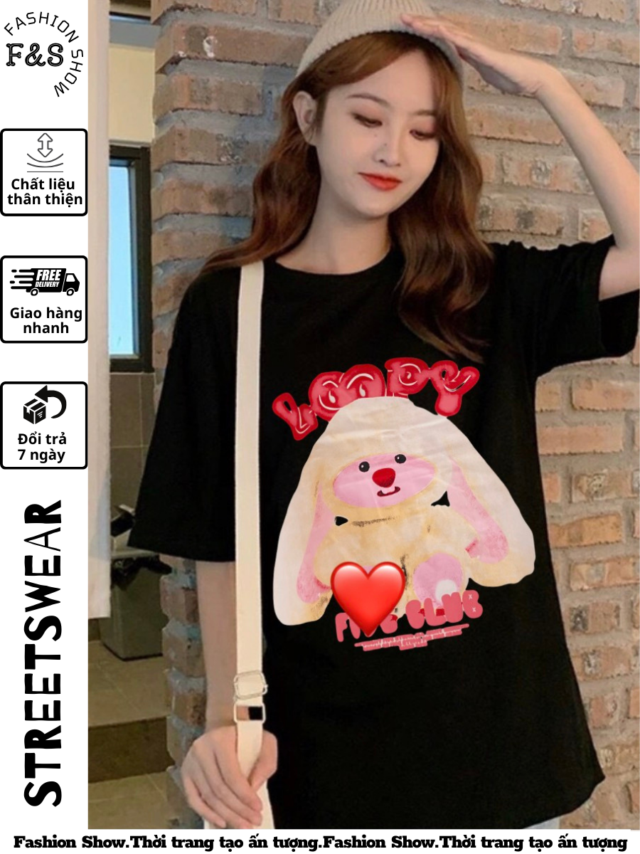 Áo thun THỎ LOOPY VÔ TRI tay lỡ unisex - Áo phông F&S cho nam nữ thiết kế form rộng hottrend
